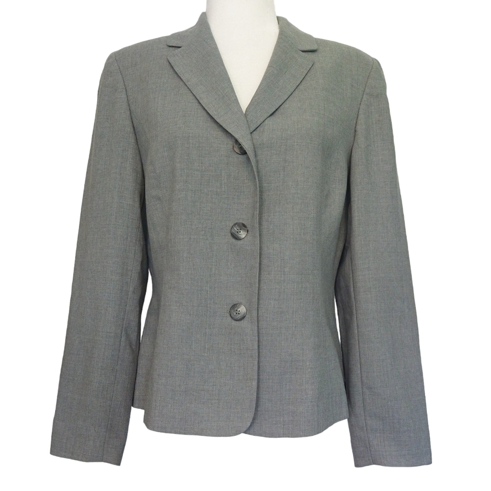 Vintage Ann Taylor Wool Gray 3 Button Blazer Classic Career Professional